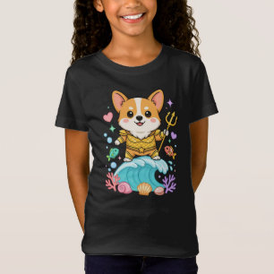 Camiseta Corgi Marinho Rei Desenho Animado   Cão do Oceano 