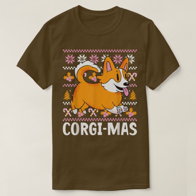 Camiseta Corgi mas with a Dog for Xmas  (Frente do Design)