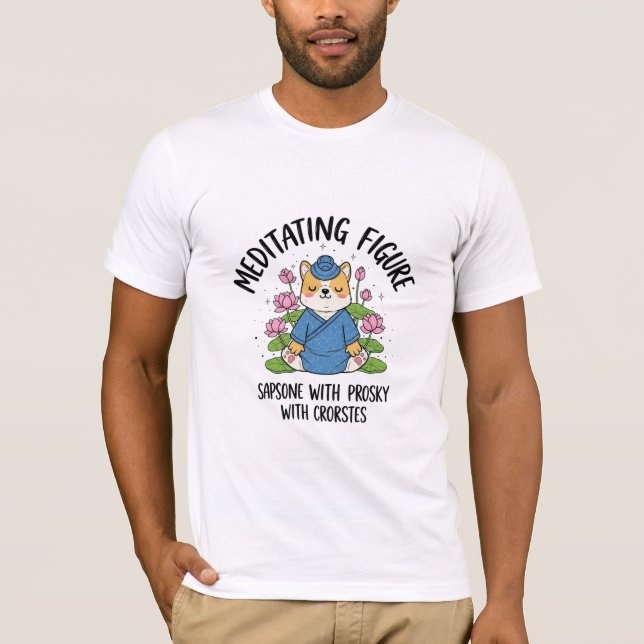 Camiseta Corgi Meditando na Pose de Lótus com Prosky (Frente)