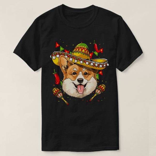 Camiseta Corgi Men Women Kids Sombrero (Frente do Design)