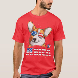 Camiseta Corgi Merica EUA Bandeira 4 de julho Men Boys Funn