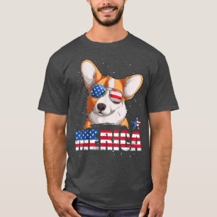 Camiseta Corgi Merica USA Flag 4th of July Men Boys Funny D
