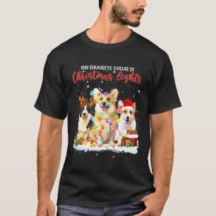 Camiseta Corgi Minha Cor Favorita É Luz De Natal Xmas