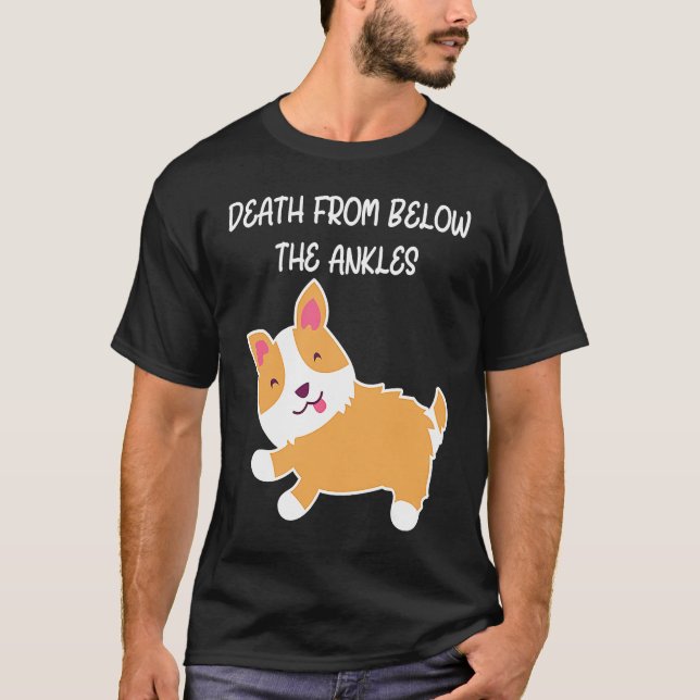 Camiseta Corgi Morte Abaixo dos Tornozelos Cachorro (Frente)