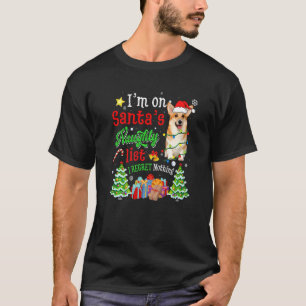 Camiseta Corgi na lista de travessuras do Papai Noel no Nat