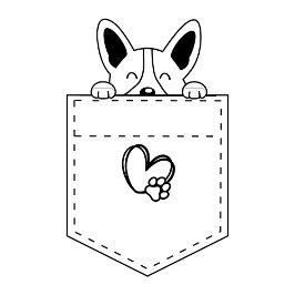 Camiseta Corgi no bolso com o chapéu de Papai Noel | Presen