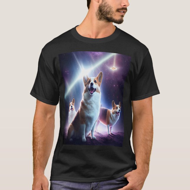 Camiseta Corgi No Espaço Com Donuts Fofo Corgi Meninos Meni (Frente)