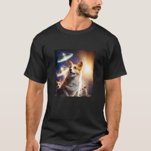 Camiseta Corgi No Espaço Com Donuts Fofo Corgi Meninos Meni