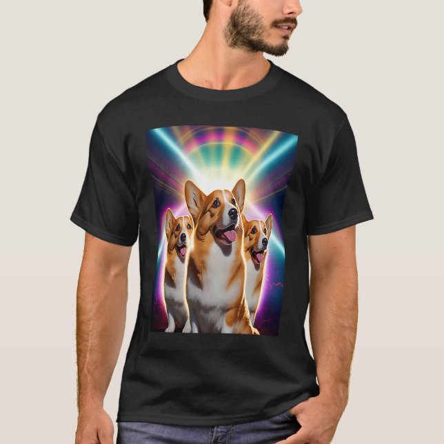 Camiseta Corgi No Espaço Com Donuts Fofos Corgi Meninos Men (Frente)