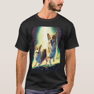 Camiseta Corgi No Espaço Com Donuts Fofos Corgi Meninos Men