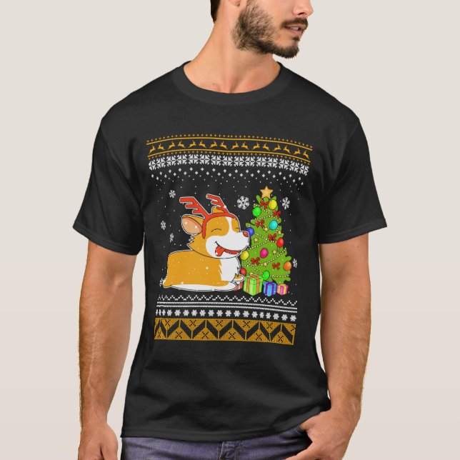 Camiseta Corgi No Natal Gif Para Cachorro (Frente)