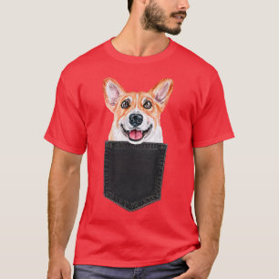 Camiseta Corgi Num Bolso De Cachorro Galês De Corgi Pembrok