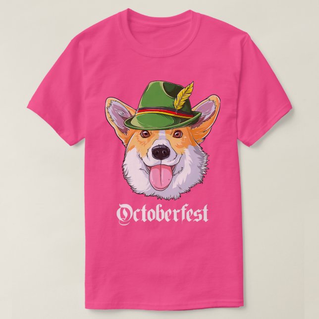 Camiseta Corgi Oktoberfest Oferece Crianças Homens Lederhos (Frente do Design)