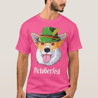 Camiseta Corgi Oktoberfest Oferece Crianças Homens Lederhos