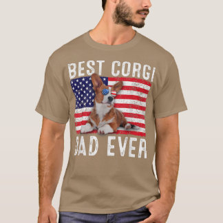 Camiseta Corgi Pai EUA Flag Corgi Dog Lover Proprietário