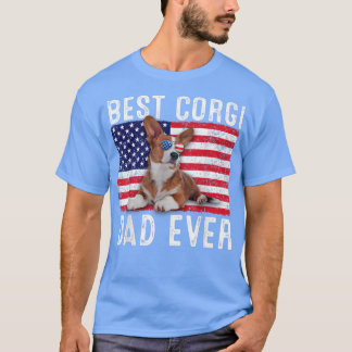 Camiseta Corgi Pai EUA Flag Corgi Dog Lover Proprietário