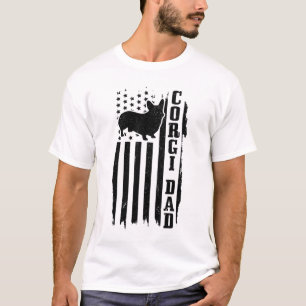 Camiseta Corgi Pai Vintage American Flag Patriótico Corgi D