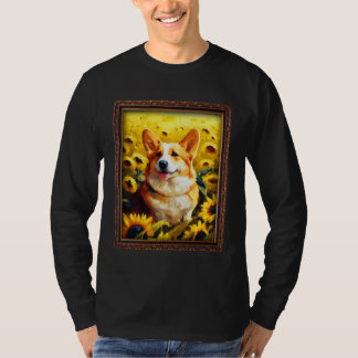 Camiseta Corgi Painting Sunflower Flower Mom Women Floral  