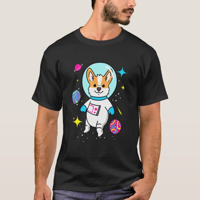 Camiseta Corgi Pansexual no Espaço Orgulho Pan (Frente)