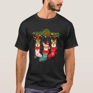 Camiseta Corgi Papai Noel Luzes Árvore de Natal 1