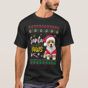 Camiseta Corgi Papai Noel Patas de Cachorro Natal Família d