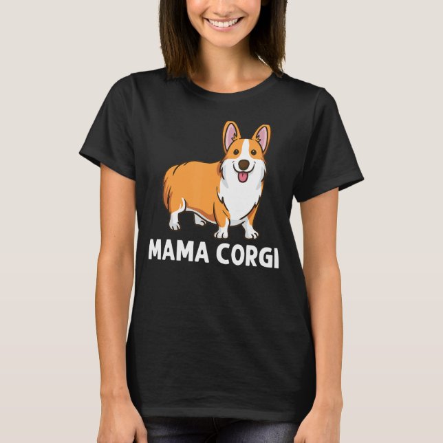 Camiseta Corgi Para Mulheres Mamãe Welsh Corgi (Frente)