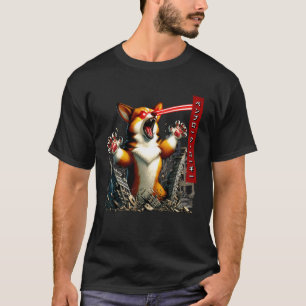 Camiseta Corgi Pembroke Engraçado Monstro Kaiju Japonês