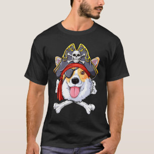Camiseta Corgi Pirate Costume Jolly Roger Flag Skull Crossb