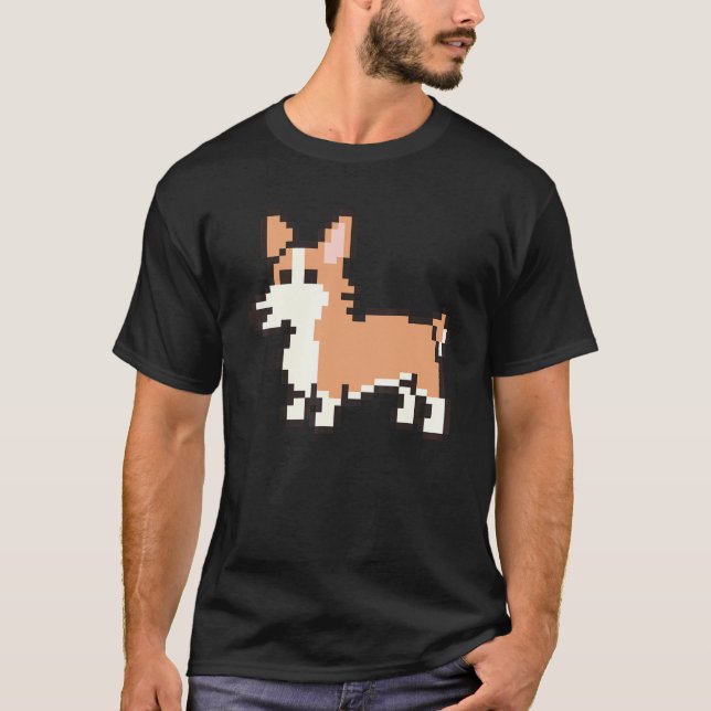 Camiseta Corgi Pixel de 8 Bits (Frente)