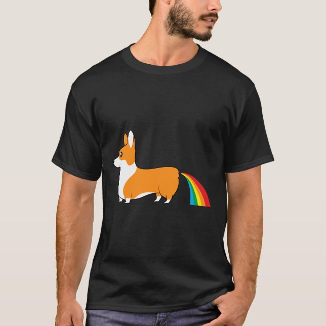 Camiseta Corgi Poop Rainbow (Frente)