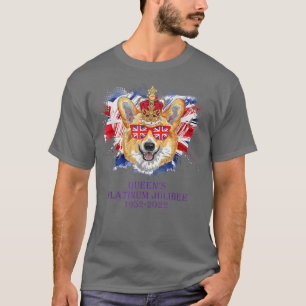 Camiseta Corgi Queens Platinum Jubilee 1952-2022 Heart UK F