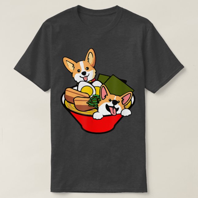 Camiseta Corgi Ramen, Presentes De Aniversário Para Pássaro (Frente do Design)