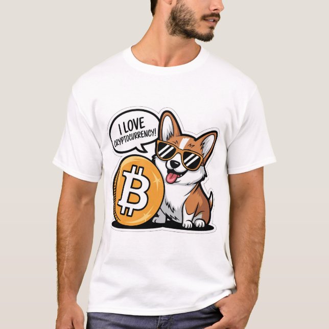 Camiseta Corgi Resfriado Ama Criptomoeda (Frente)