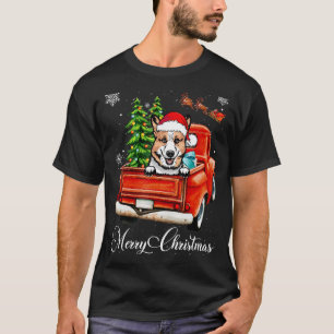Camiseta Corgi Ride Red Truck Feliz Natal Pajama