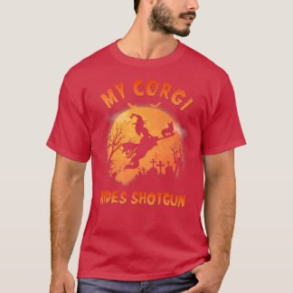 Camiseta Corgi Rides Shotgun Funny Corgi Dog Lover Hallowee