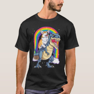 Camiseta Corgi Riding Dinosaur Rex Boys Girls Space Galaxy
