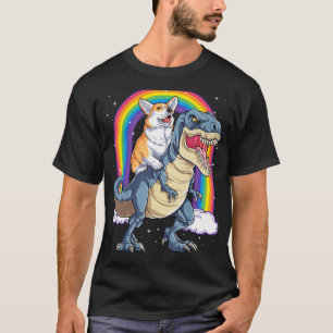 Camiseta Corgi Riding Dinosaur T-rex dá presentes a homens