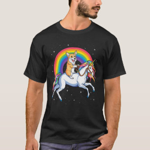 Camiseta Corgi Riding Unicorn Girls Kids Rainbow Gifts Spac
