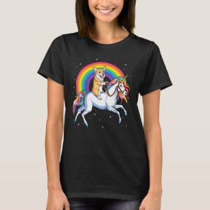 Camiseta Corgi Riding Unicorn Girls Kids Rainbow Space Gala