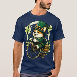 Camiseta Corgi Rodando um Dia de São Patrício do Ciclo de V