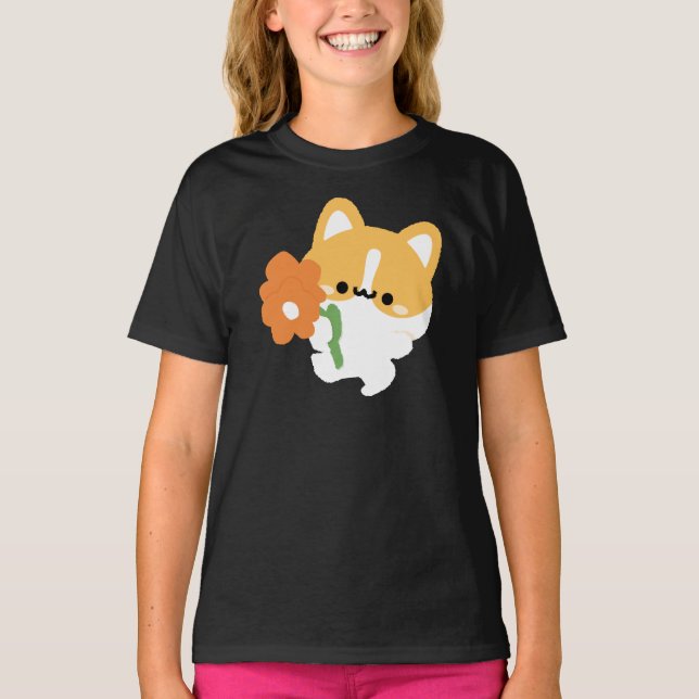Camiseta Corgi Romântico Fofo (Frente)