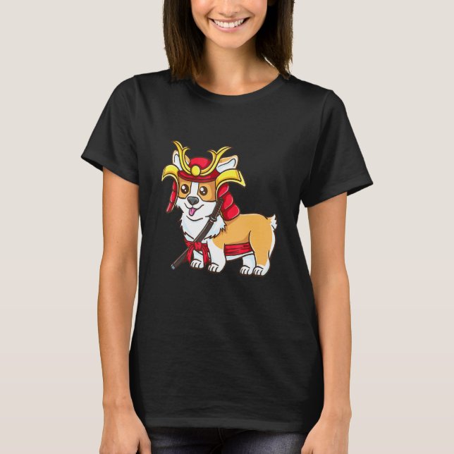 Camiseta Corgi Samurai de Halloween Corgi (Frente)