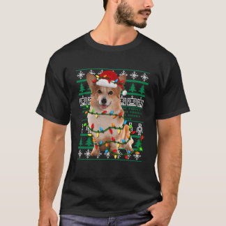 Camiseta Corgi Santa Hat Luz Natal Feia