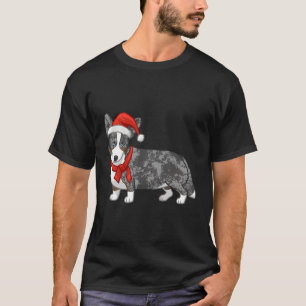 Camiseta Corgi Santa Hat, Um Merle Azul E Bonito,
