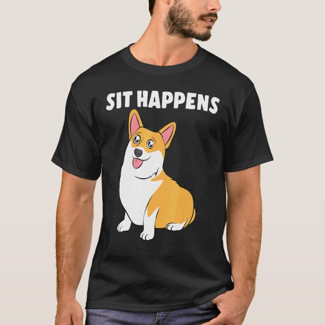 Camiseta Corgi Sentar Acontece (Frente)