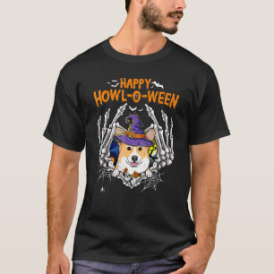 Camiseta Corgi Skeleton Heart Happy Howl O Ween Costume