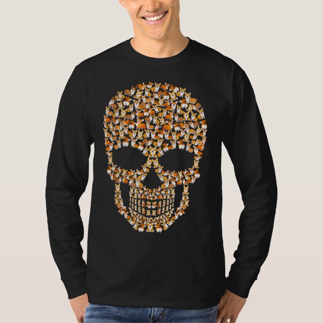 Camiseta Corgi Skull Halloween (Frente)