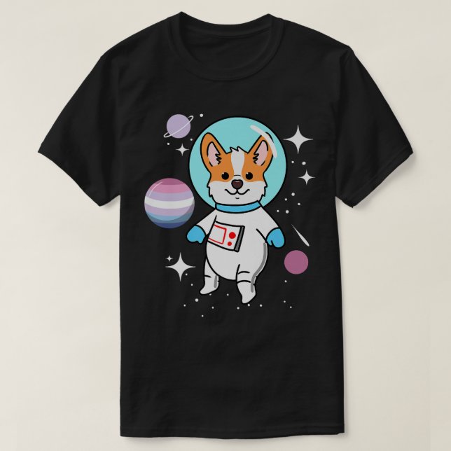 Camiseta Corgi Space Bigender Pride-621 (Frente do Design)