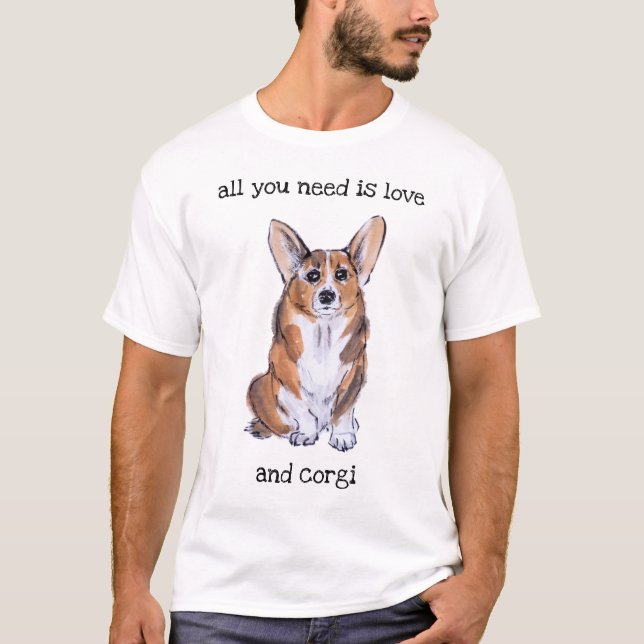 Camiseta Corgi sumie e aquarela (Frente)