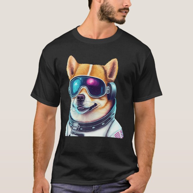 Camiseta Corgi Takes on Space Astronaut Dog in Futuristic S (Frente)